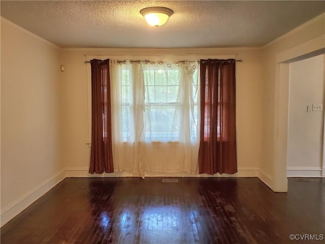 5308 Parker St, Richmond, VA 23231 - spare room with wood-type flooring, a textured ceiling, ornamental molding, and baseboards