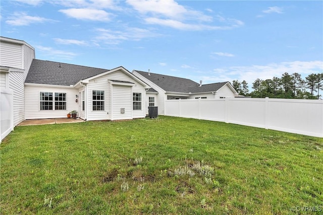 319 Wendenburg Ter, King William, VA 23009 - rear view of property with a shingled roof, a patio, and central air condition unit