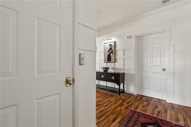 3401 Coles Point Way Unit A, Henrico, VA 23060 - corridor with dark wood-style flooring, ornamental molding, and a decorative wall
