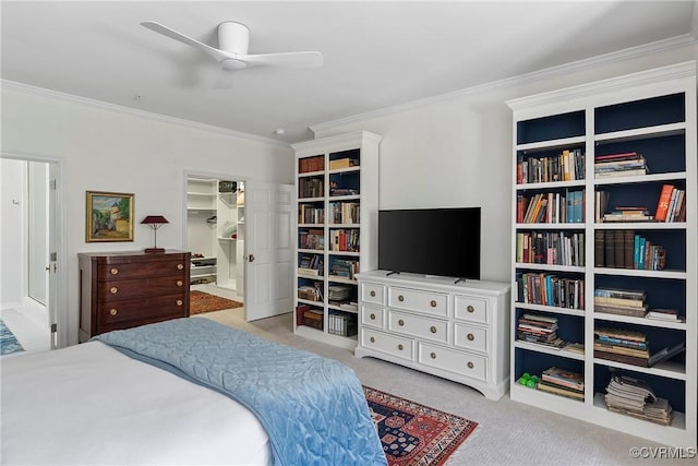 3401 Coles Point Way Unit A, Henrico, VA 23060 - bedroom featuring light colored carpet, crown molding, a spacious closet, ceiling fan, and a closet