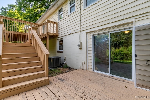 3411 Sylvania Rd, Chester, VA 23831 - wooden deck with central AC and stairway