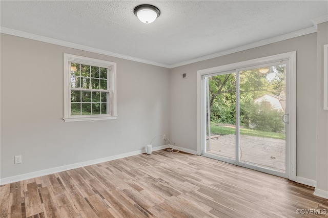 3411 Sylvania Rd, Chester, VA 23831 - spare room with light wood-type flooring, ornamental molding, baseboards, and a textured ceiling
