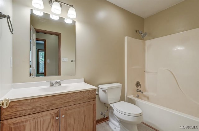 4509 Lockin Rd, Powhatan, VA 23139 - bathroom featuring toilet, vanity, and washtub / shower combination
