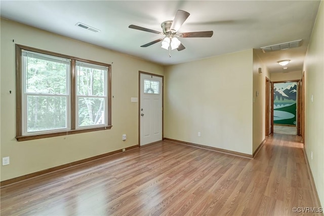 4509 Lockin Rd, Powhatan, VA 23139 - entryway featuring light wood finished floors, baseboards, and a ceiling fan