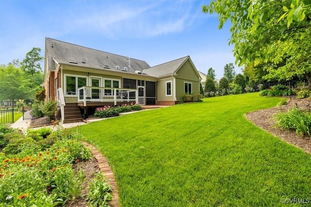 311 Victoria Way, Richmond, VA 23238 - back of property with a sunroom, a deck, and stairs