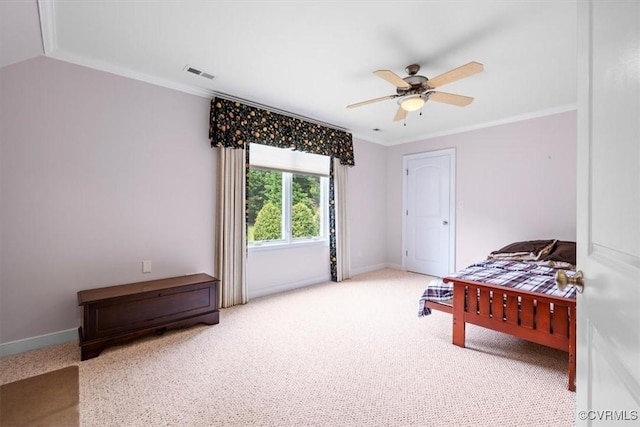311 Victoria Way, Richmond, VA 23238 - bedroom with carpet, baseboards, ornamental molding, and ceiling fan