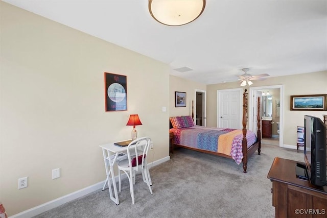 403 Regina Ln, Richmond, VA 23238 - bedroom with light colored carpet, baseboards, and ensuite bath