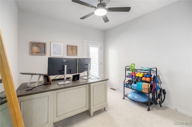 1900 Roseneath Rd Unit 8B, Richmond, VA 23230 - office with a ceiling fan and light colored carpet