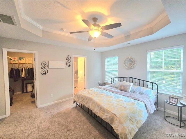 705 Prosperity Ct Unit 705, Williamsburg, VA 23188 - bedroom with a raised ceiling, crown molding, a spacious closet, light colored carpet, and baseboards