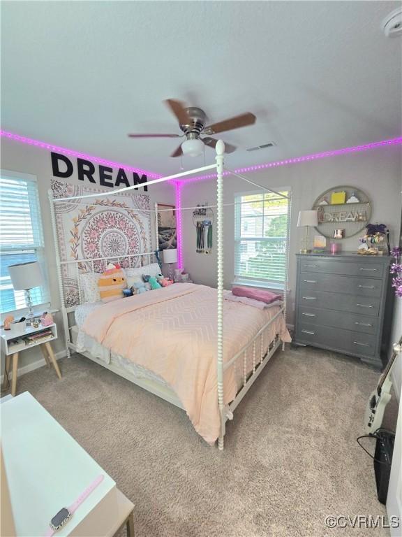 705 Prosperity Ct Unit 705, Williamsburg, VA 23188 - bedroom with carpet flooring, multiple windows, and a ceiling fan