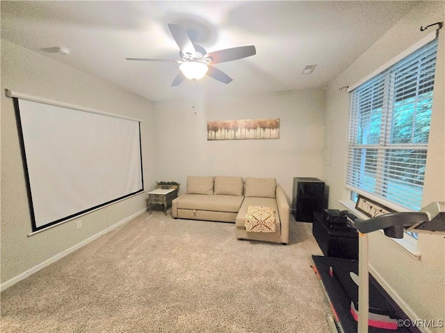 705 Prosperity Ct Unit 705, Williamsburg, VA 23188 - carpeted home theater room with a ceiling fan and baseboards