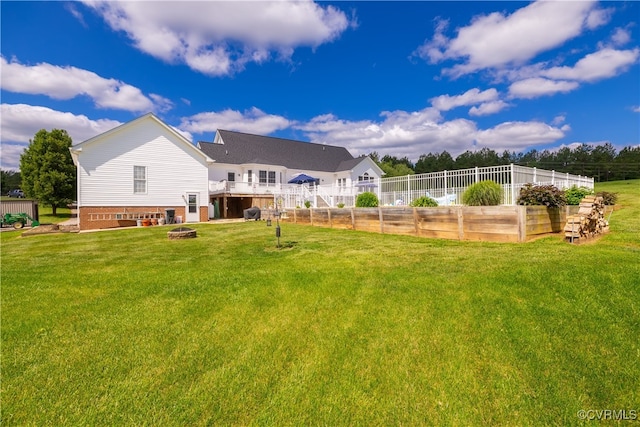 16180 Janet Dr, Amelia Courthouse, VA 23002 - view of yard with a fire pit, a vegetable garden, and a deck