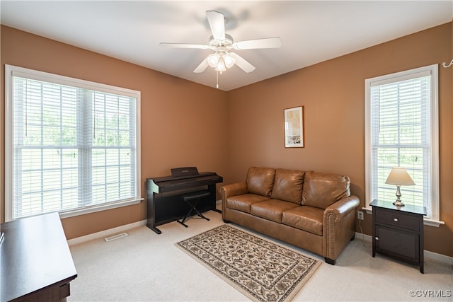 16180 Janet Dr, Amelia Courthouse, VA 23002 - home office featuring light carpet, a ceiling fan, and baseboards