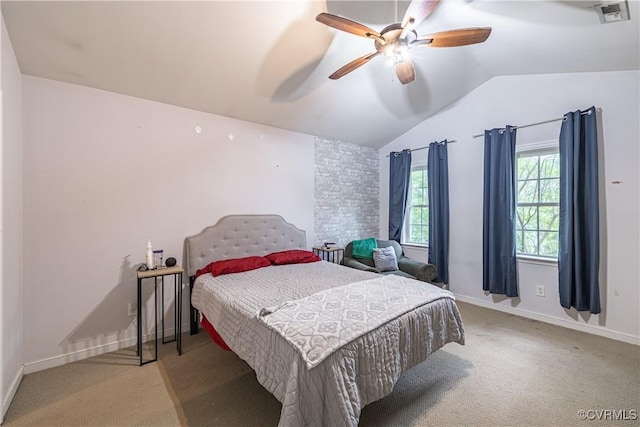 12009 Beaver Spring Ct, Midlothian, VA 23112 - bedroom with light colored carpet, lofted ceiling, and a ceiling fan