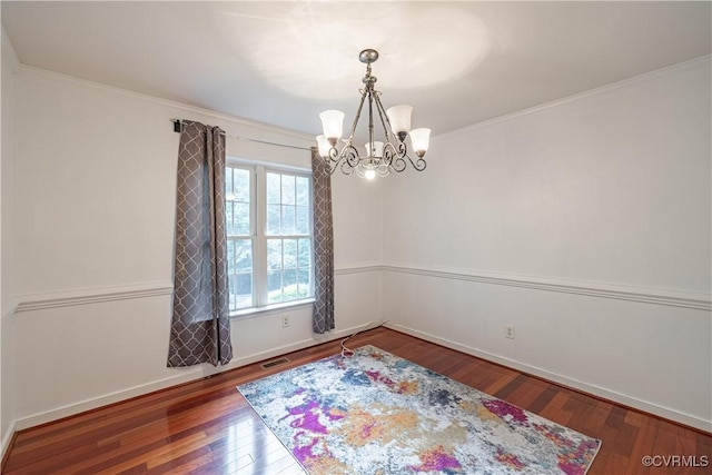 12009 Beaver Spring Ct, Midlothian, VA 23112 - empty room featuring a chandelier, wood finished floors, and crown molding