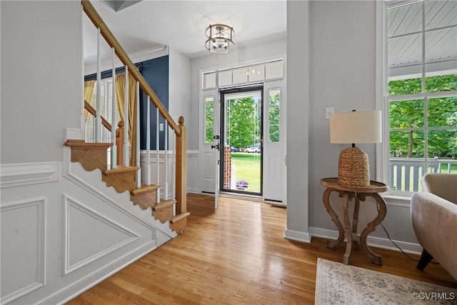 11137 Sterling Cove Dr, Chesterfield, VA 23838 - entryway featuring stairs, light wood-type flooring, and a chandelier