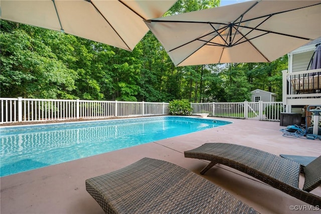 11137 Sterling Cove Dr, Chesterfield, VA 23838 - view of pool featuring a patio, an outbuilding, and a diving board