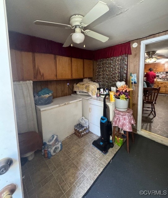 2095 Beef Rd, Greenville, VA 23847 - kitchen with a ceiling fan and light countertops
