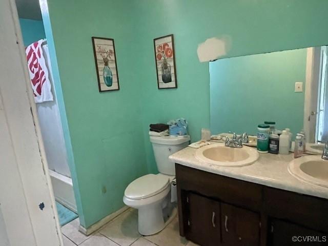 3706 Burnham Dr, Hopewell, VA 23860 - bathroom with double vanity, toilet, and tile patterned floors