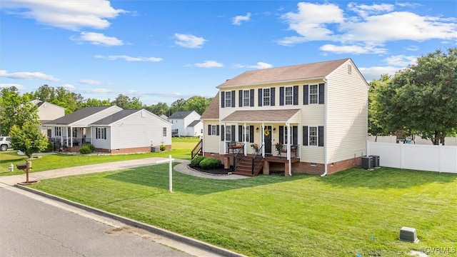 7012 Autumn Point Dr, North Chesterfield, VA 23234 - colonial house with a porch, crawl space, and central AC