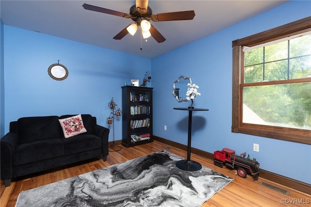 14421 Clazemont Rd, Montpelier, VA 23192 - living room with wood finished floors and a ceiling fan