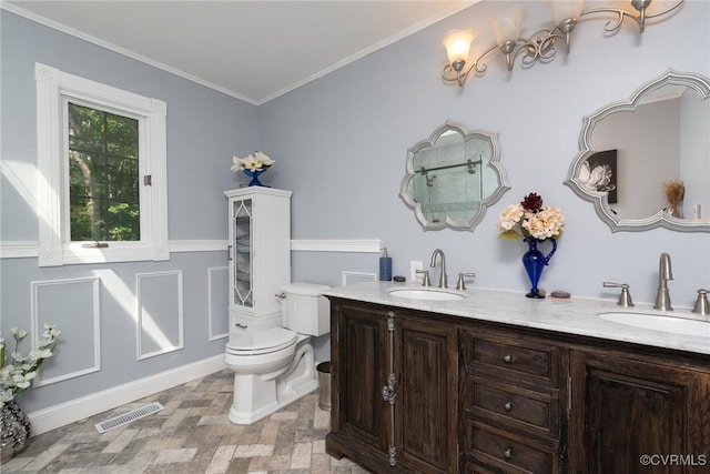 14421 Clazemont Rd, Montpelier, VA 23192 - bathroom featuring double vanity and crown molding