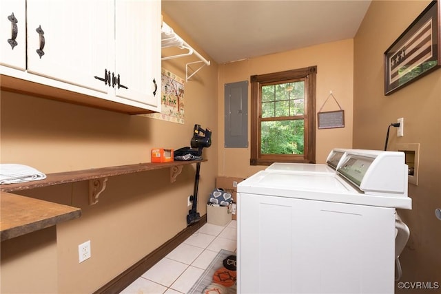 14421 Clazemont Rd, Montpelier, VA 23192 - laundry room with electric panel, cabinet space, washing machine and clothes dryer, and light tile patterned floors