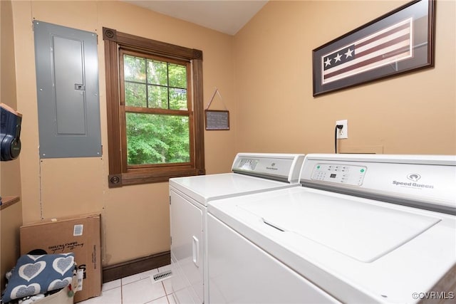 14421 Clazemont Rd, Montpelier, VA 23192 - laundry room featuring electric panel, separate washer and dryer, and light tile patterned floors