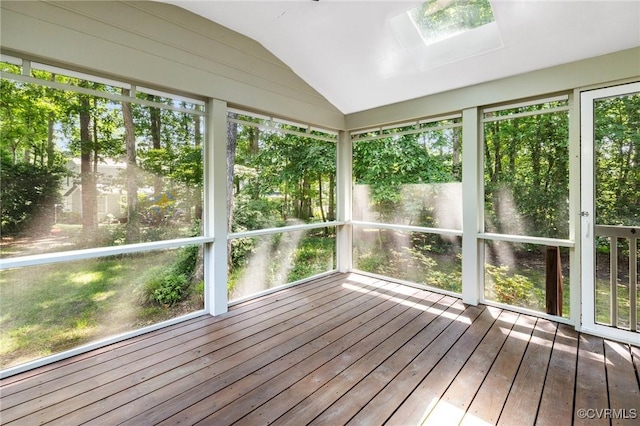 15210 Powell Grove Rd, Midlothian, VA 23112 - unfurnished sunroom with vaulted ceiling, wood-type flooring, and a skylight