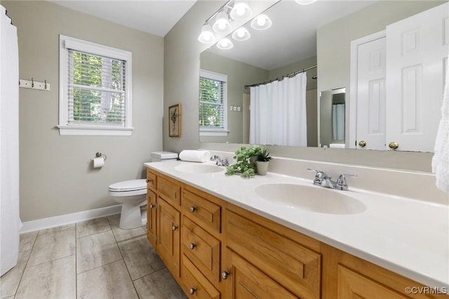 15210 Powell Grove Rd, Midlothian, VA 23112 - full bathroom with double vanity, a shower with shower curtain, and tile patterned floors