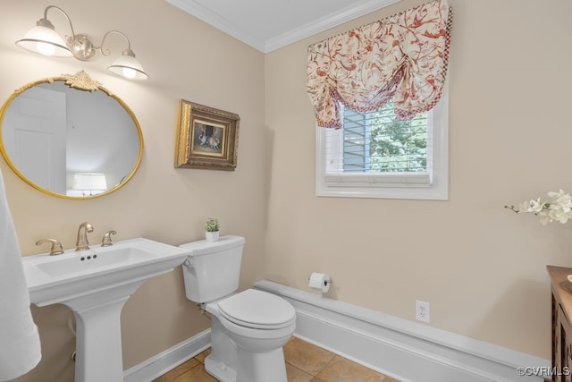 532 Fords Rd, Manakin Sabot, VA 23103 - half bathroom with crown molding, toilet, tile patterned flooring, and baseboards