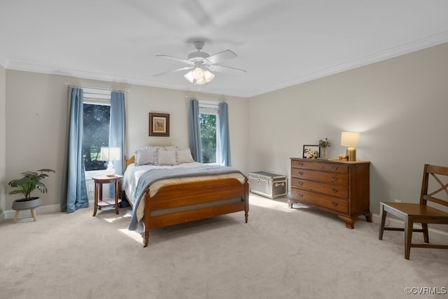 532 Fords Rd, Manakin Sabot, VA 23103 - bedroom with ornamental molding, light colored carpet, baseboards, and ceiling fan