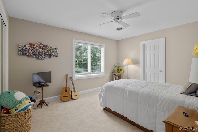 532 Fords Rd, Manakin Sabot, VA 23103 - carpeted bedroom with baseboards, a closet, and a ceiling fan