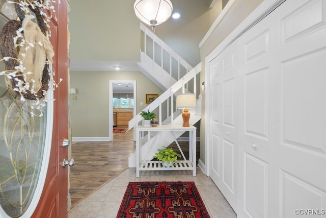 532 Fords Rd, Manakin Sabot, VA 23103 - tiled entrance foyer featuring stairs and baseboards