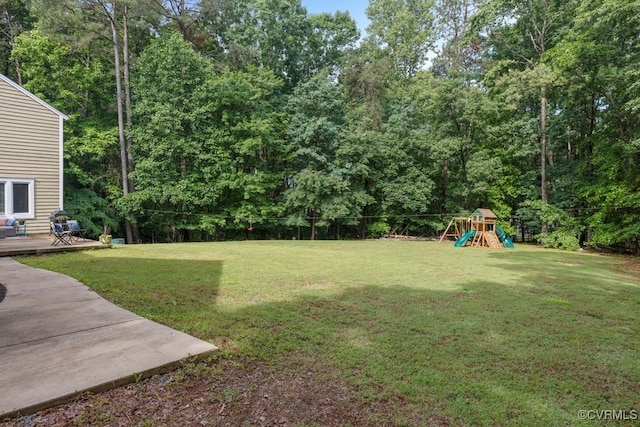 532 Fords Rd, Manakin Sabot, VA 23103 - view of yard featuring a playground and a wooden deck