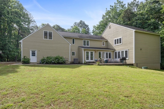 532 Fords Rd, Manakin Sabot, VA 23103 - rear view of property featuring french doors, a lawn, and central AC unit