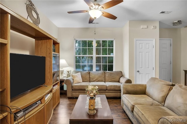 4613 Milfax Rd, Chesterfield, VA 23224 - living area with dark wood-style flooring and ceiling fan