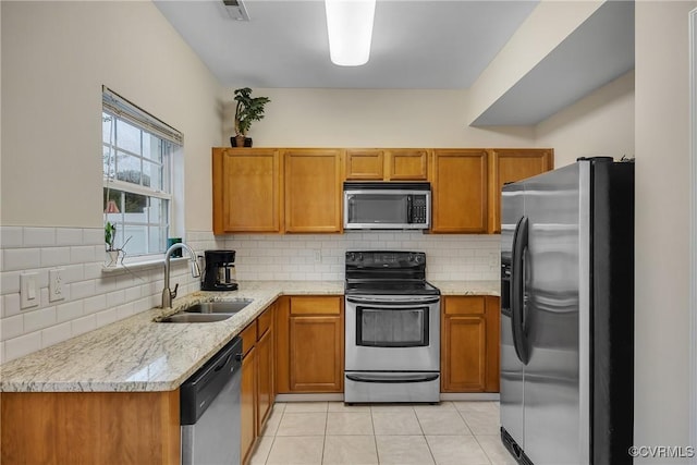 4613 Milfax Rd, Chesterfield, VA 23224 - kitchen with appliances with stainless steel finishes, brown cabinets, and tasteful backsplash