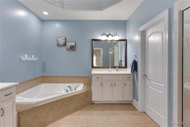 11715 Triple Notch Ter, Henrico, VA 23233 - bathroom featuring vanity, a bath, tile patterned floors, and a stall shower