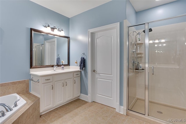11715 Triple Notch Ter, Henrico, VA 23233 - full bath with a stall shower, a garden tub, vanity, and tile patterned floors