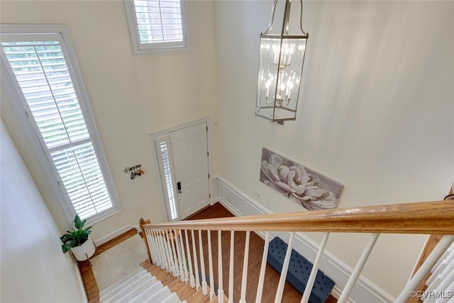 11715 Triple Notch Ter, Henrico, VA 23233 - foyer with stairway, a chandelier, and baseboards