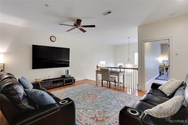11715 Triple Notch Ter, Henrico, VA 23233 - living room with a ceiling fan, light wood-type flooring, and baseboards