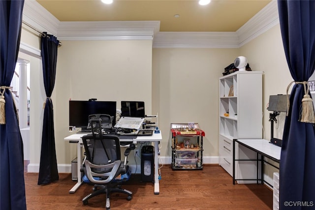 11715 Triple Notch Ter, Henrico, VA 23233 - office featuring ornamental molding, wood finished floors, baseboards, and recessed lighting
