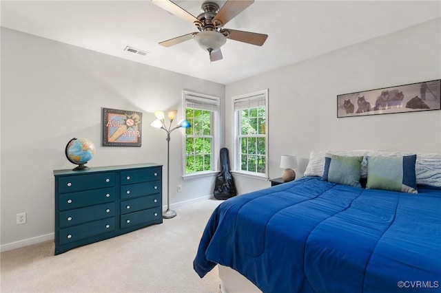 11601 Shadow Run Ln, Glen Allen, VA 23059 - bedroom with baseboards, light colored carpet, and a ceiling fan