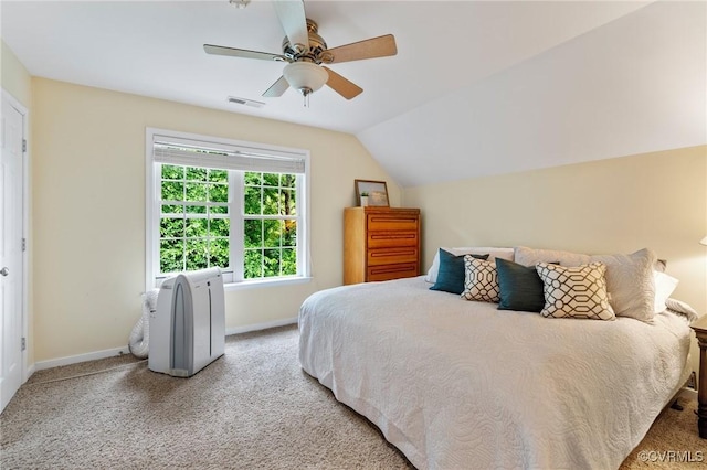 11601 Shadow Run Ln, Glen Allen, VA 23059 - carpeted bedroom featuring baseboards, vaulted ceiling, and ceiling fan