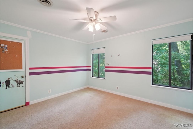 5910 Harbourwood Pl, Chesterfield, VA 23112 - empty room with carpet, crown molding, baseboards, and a ceiling fan