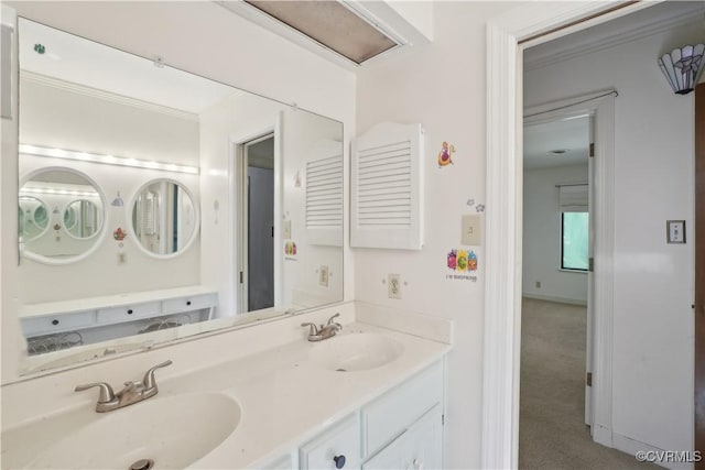 5910 Harbourwood Pl, Chesterfield, VA 23112 - bathroom featuring double vanity and ornamental molding