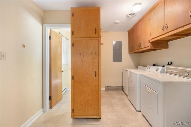 5441 Claridge Dr, Chesterfield, VA 23832 - washroom with electric panel, a baseboard heating unit, cabinet space, independent washer and dryer, and baseboards