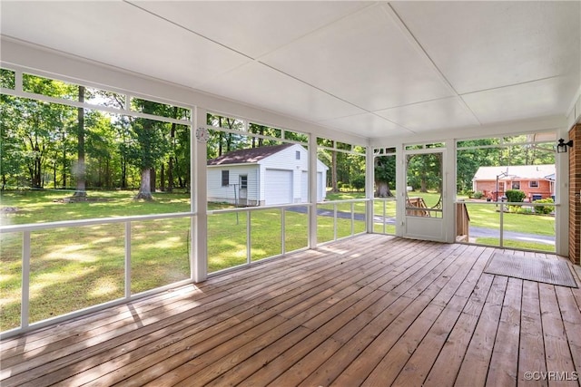 5441 Claridge Dr, Chesterfield, VA 23832 - unfurnished sunroom featuring view of wooded area