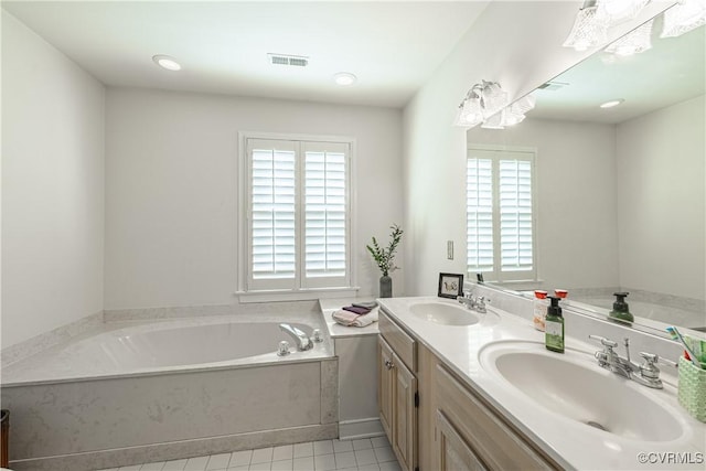 3909 Foxfield Ter, Henrico, VA 23233 - full bath with a bath, tile patterned floors, and double vanity